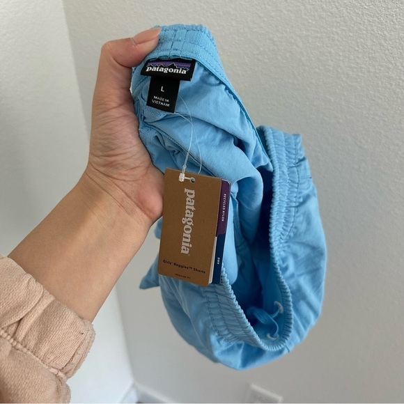 Patagonia Baggies Shorts Blue Elastic Waist Regular Fit Size Large Girls - Picture 4 of 6